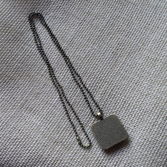 Paris France Eiffel Tower Blue Sky Square Antiqued Brass Glass 27" Long Necklace - Picture 3 of 3